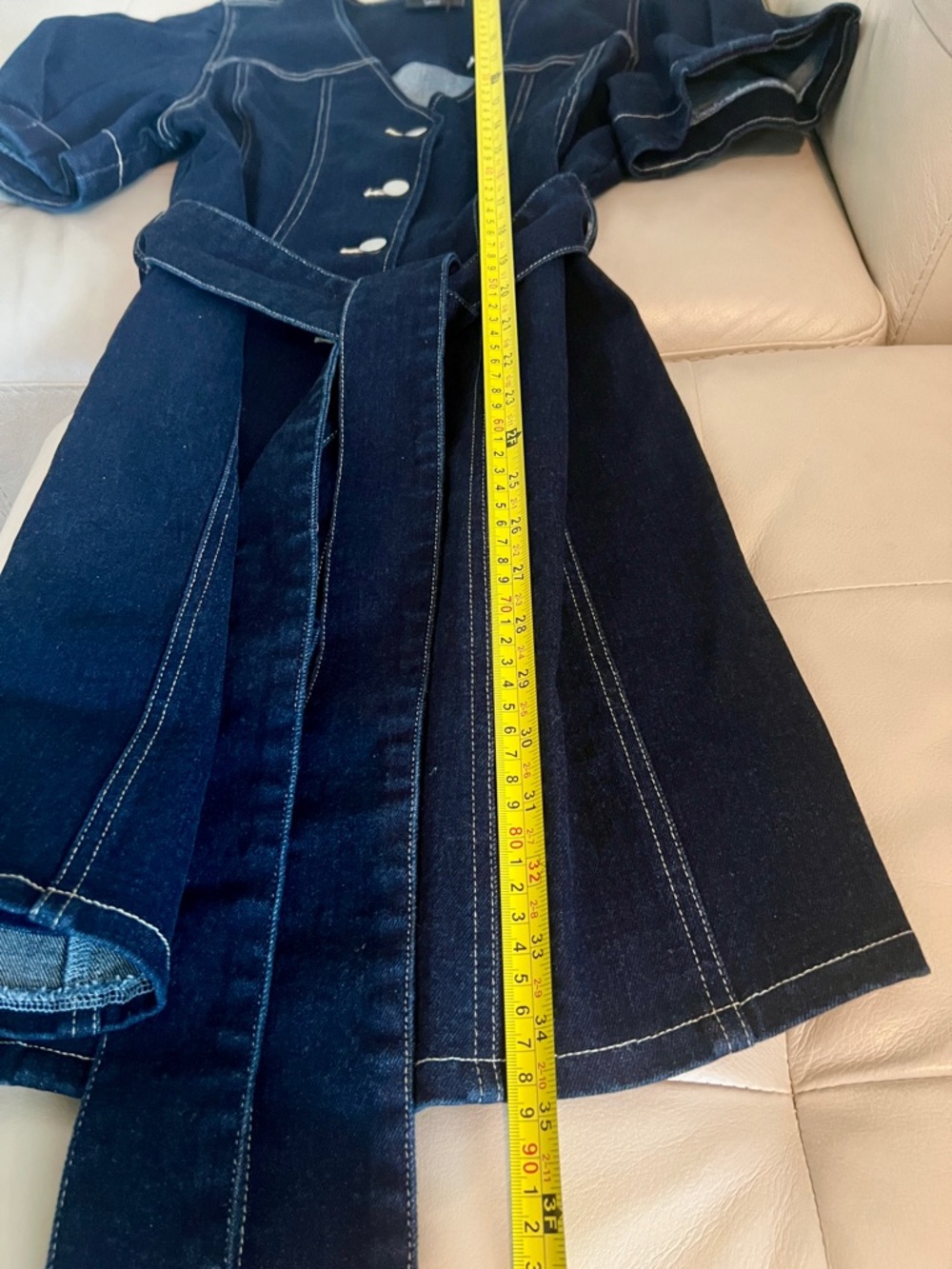 Vici Timko Waist Tie Denim Mini Dress in Dark Blue - Picture 12 of 16